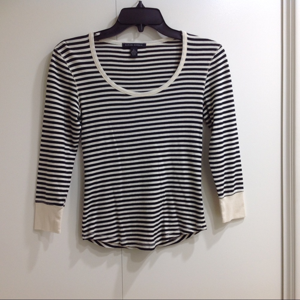 Banana Republic Cream & Black Striped Top